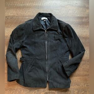 CHARLES KLEIN black cotton corduroy zip jacket fitted women’s bomber 80s vintage